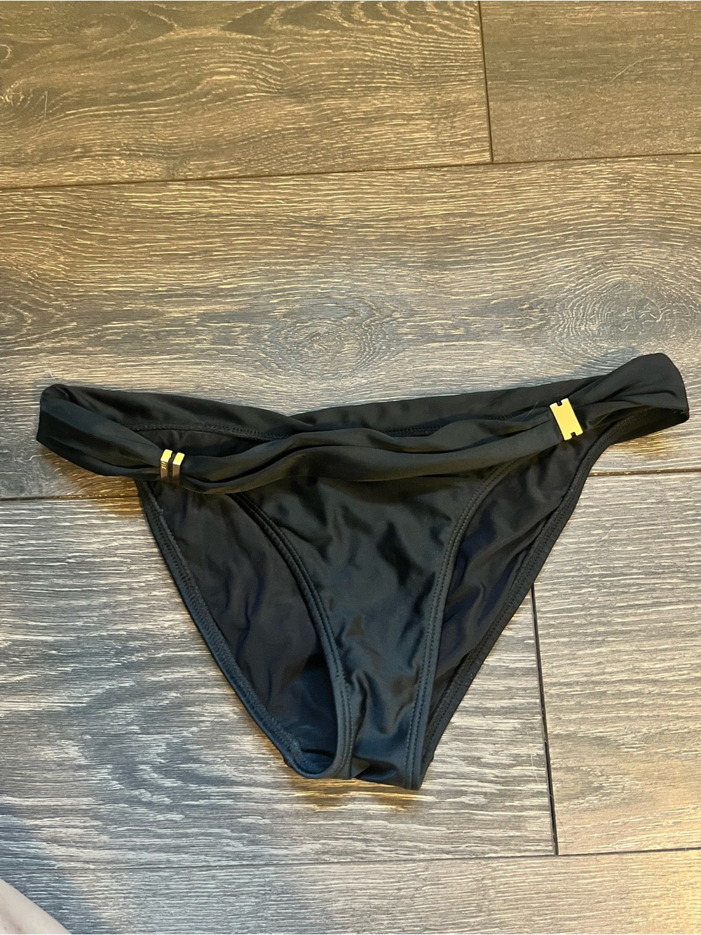 Vix Black Bikini Bottom with Gold Hardware